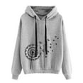 thumbnail image 4 of IROINNID Women's Long Sleeve Sweatshirt Mid-Length Print Leisure Sweatshirt Tops Drawstring Lightweight Tops, Gray, 4 of 7