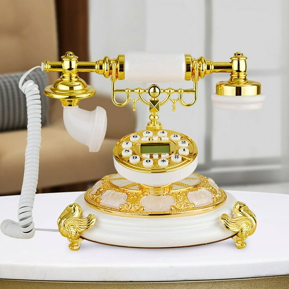Fichiouy European Antique Phone Vintage Telephone Luxury Retro Decoration Office Home White