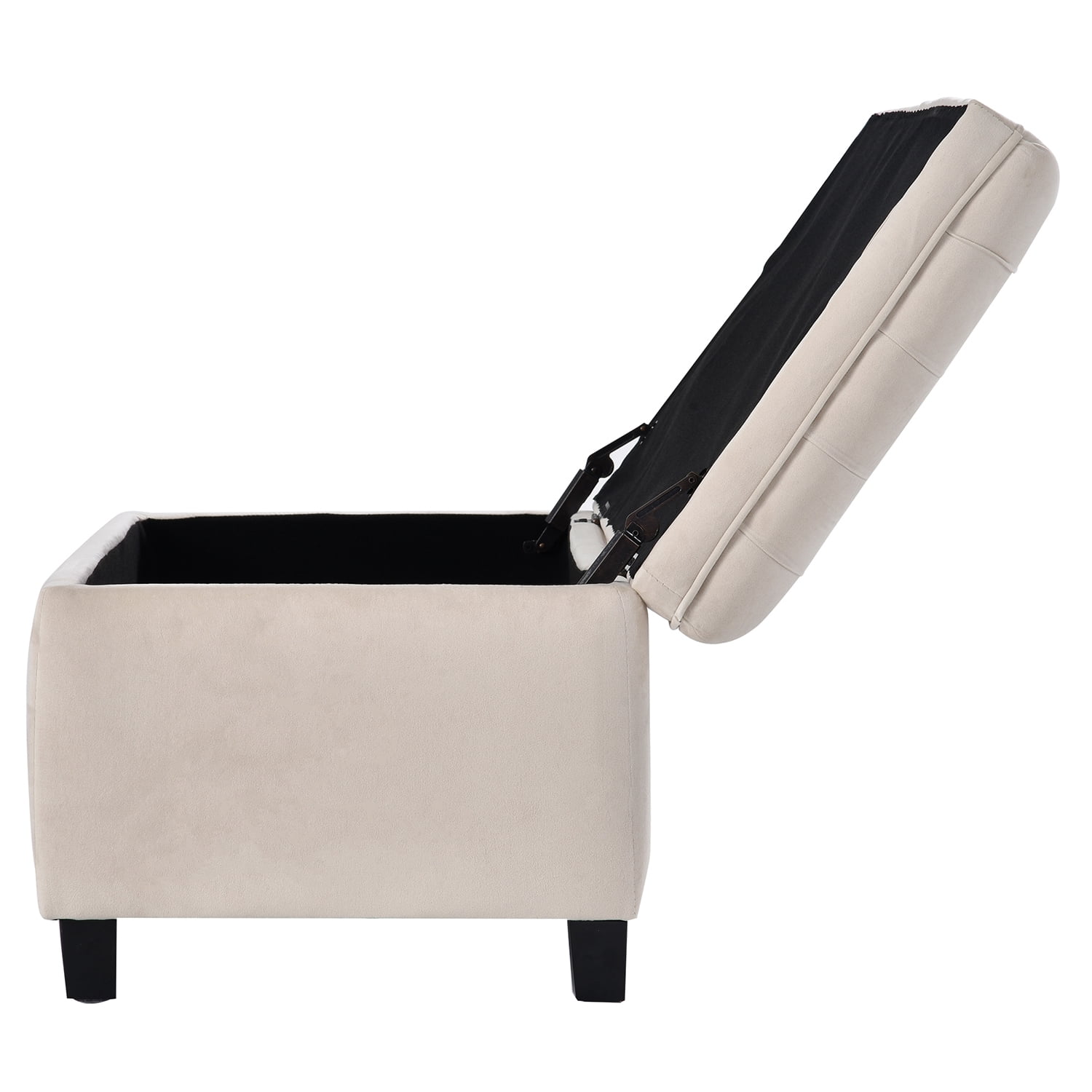 Kadyn Upholstered Flip Top Storage Bench, Storage Ottoman Bench with Button Tufted Top, Folding Chest Foot Rest Stool for Bedroom, Beige