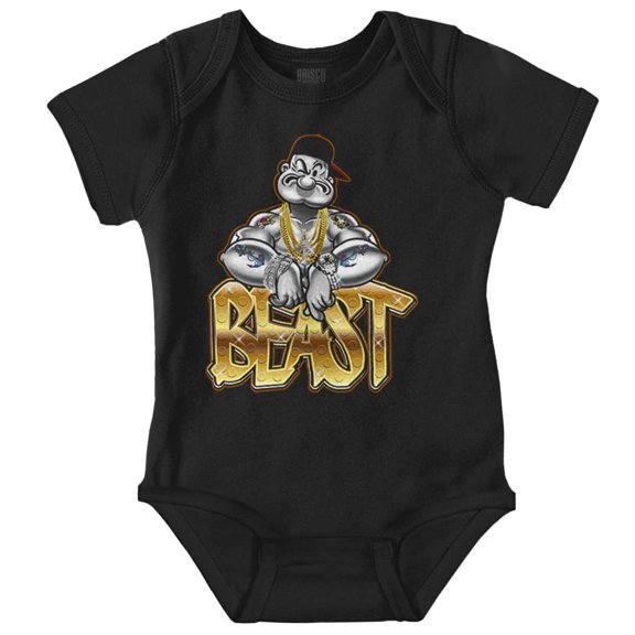 Urban Popeye Bling Beast Cartoon Romper Boys or Girls Infant Baby Brisco Brands NB