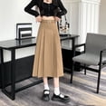 thumbnail image 1 of Faldas plisadas estilo preppy Rimocy para mujer, faldas de paraguas de cintura alta de moda coreana, faldas de línea A lisas de longitud media., 1 of 6