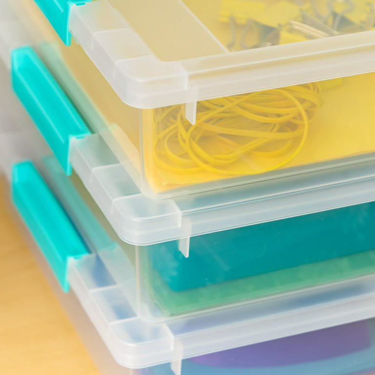 IRIS USA 4Pack 5.5qt Large Clear Plastic Storage Container Clip Box with  Latching Lids, Blue 