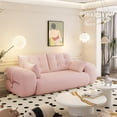 thumbnail image 3 of FFZ 78.7 inch Folding Sofa Bed, Teddy Fabric, Pink, 3 of 6