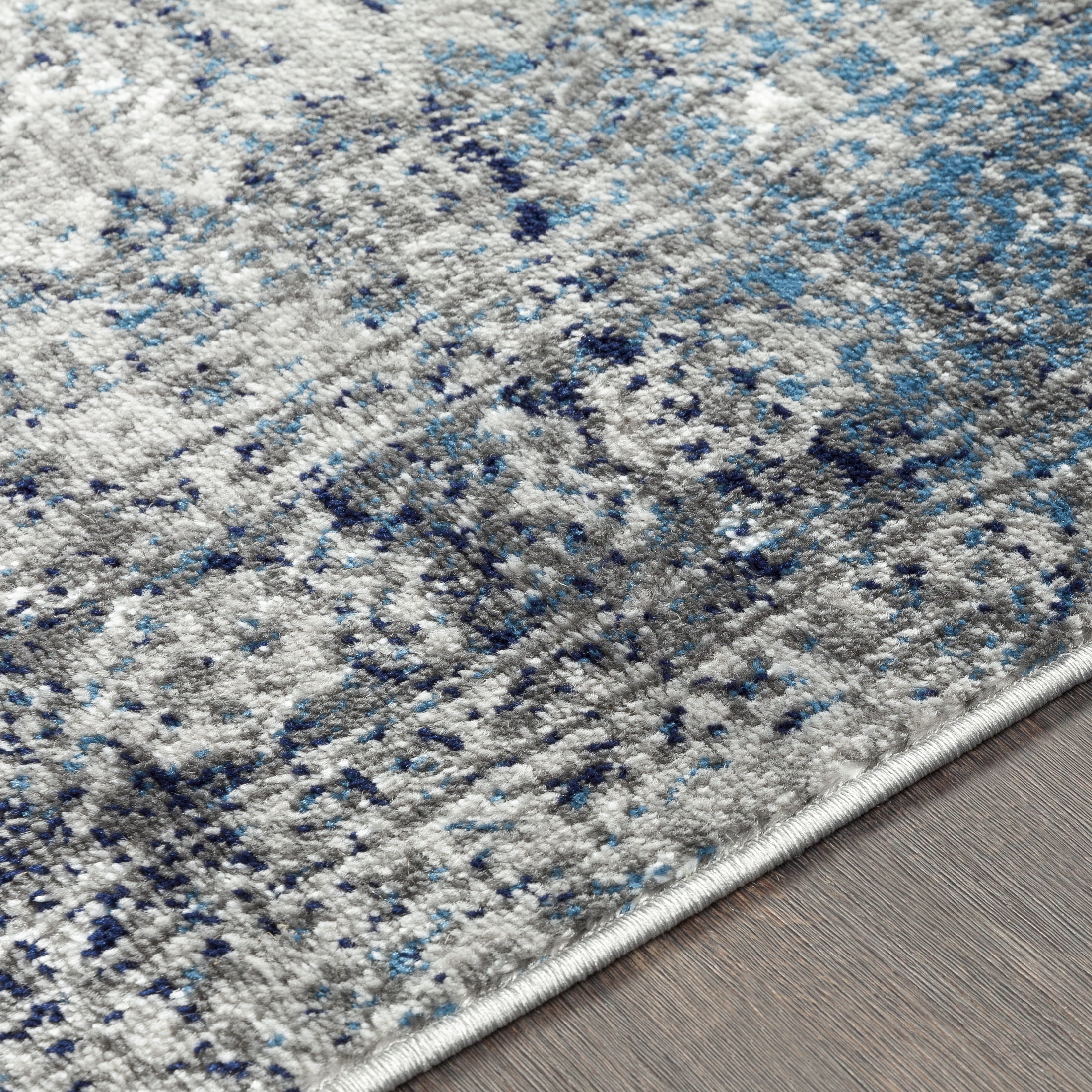 Livabliss Area Rugs for Living Room, 5ft Round Monte Carlo Traditional Blue Round Rug, Bedroom Dining Room Home Decor Stain Resistant Carpet (5'3" x 5'3")