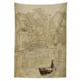 thumbnail image 3 of Ambesonne Vintage Boat Tablecloth Rectangular Table Cover, Vietnam Scenery, 60"x84", Sepia Beige, 3 of 4