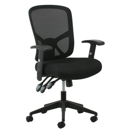 OFM Essentials Collection 3-Paddle Ergonomic Mesh High-Back Office Chair with Arms and Lumbar Support, in Black