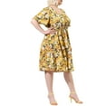 thumbnail image 4 of MODA NOVA Juniors' Plus V Neck Floral Print Flare Sleeve Casual Midi Dress, 4 of 8