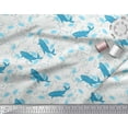thumbnail image 2 of Soimoi Polyester Crepe Fabric Fishing Hook,Fish & Whale Ocean Print Fabric by Yard 52 Inch Wide, 2 of 3