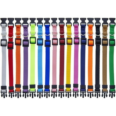 16 Pack Puppy Collars for Litter - Adjustable Breakaway Dog Snap ID Collars for Small Pets, Soft Nylon Whelping Collars, 16 Rainbow Colors (6.5-10in)