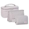 Bolsa De Maquillaje Juego de 3 lindos bolsos de viaje para cosméticos de PU de gran capacidad con asa y cremallera para mujer