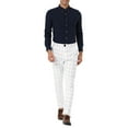 thumbnail image 2 of Unique Bargains Men's Slim Fit Plaid Business Pants Trousers with Pockets 38 White, 2 of 7