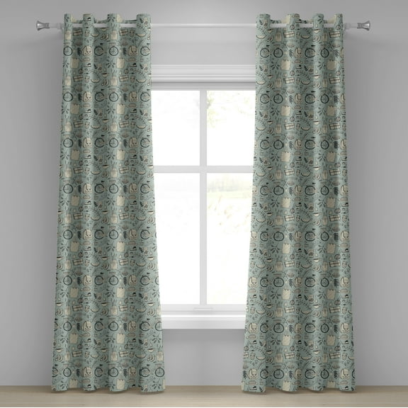 Ambesonne Hipster Grommet Curtain, Hipster Summer Mood, 50" x 96", Pale Almond Green Cream