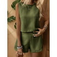 thumbnail image 4 of Weardear Women's Summer 2 Piece Outfits Casual Button Back Crop Tank Tops and High Waist Shorts Set, 4 of 5