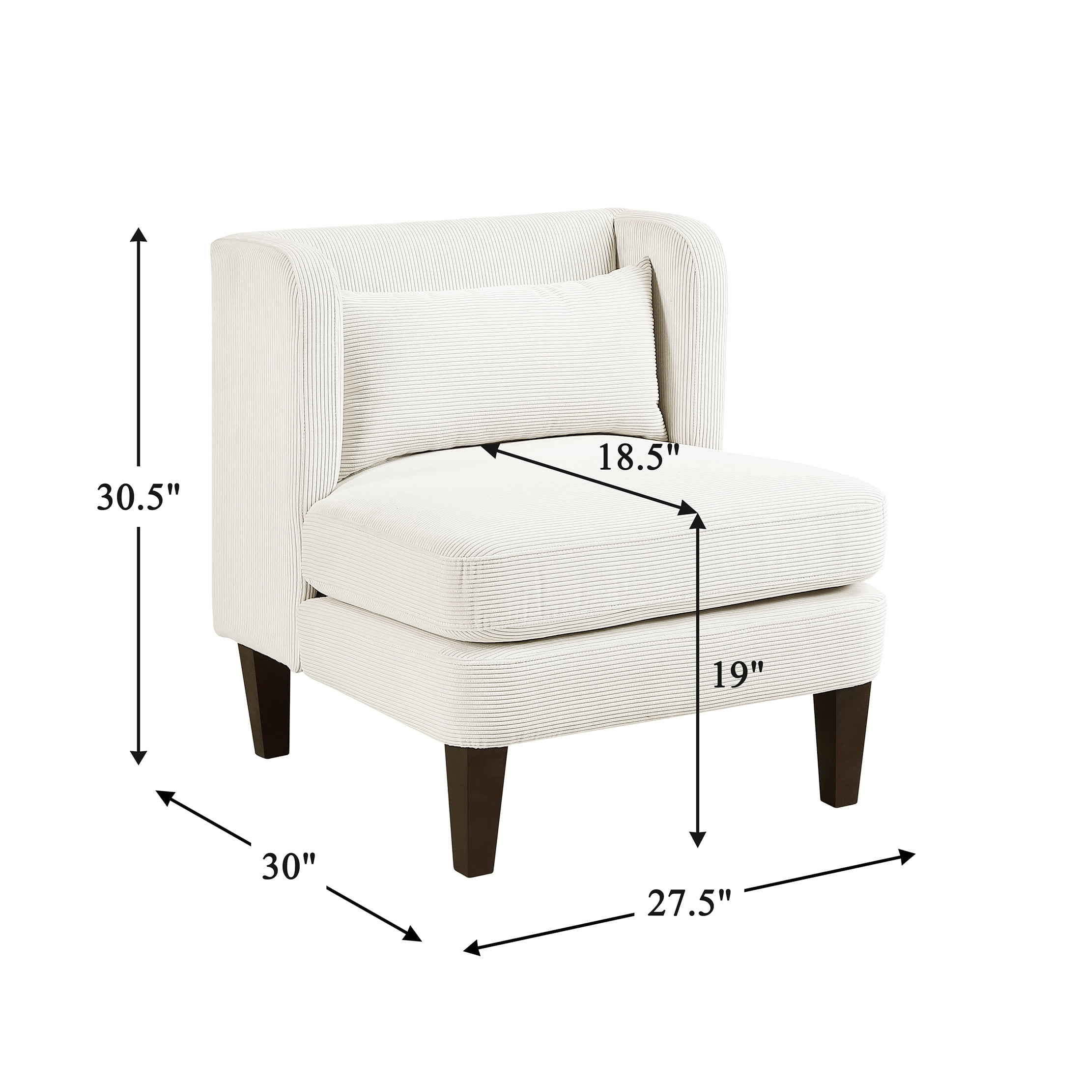 OakvillePark Terncliffe Corduroy Accent Chair with Pillow, Beige