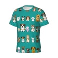 thumbnail image 3 of Yiaed Cartoon Dogs Print Mens Short Sleeve Tight Fit T-Shirt, Crewneck Casual Tee-Small, 3 of 5