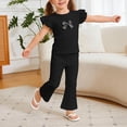 thumbnail image 4 of Cethrio Girls Summer Outfit Sets, Flutter Sleeve Printed Casual 2 Piece Girls Clothing sets Black Size 3-4 T, 4 of 4