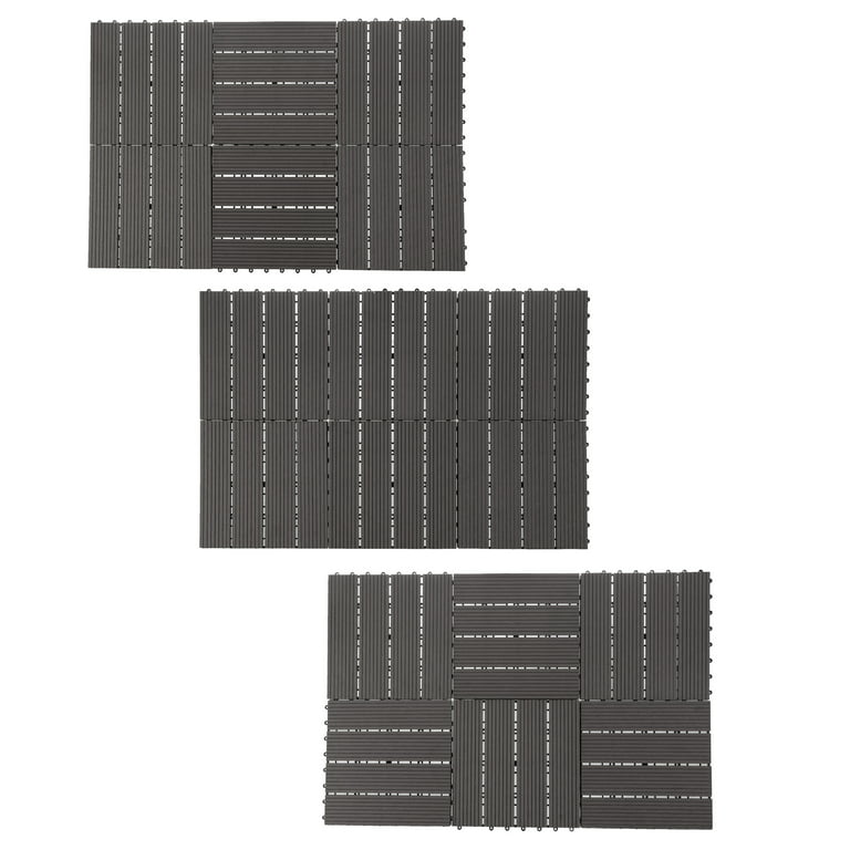 Pure Garden 12 in. x 12 in. Outdoor Interlocking Slat Polypropylene Patio  and Deck Tile Flooring in Dark Gray (Set of 6) HW1500231 - The Home Depot