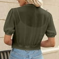 thumbnail image 6 of Women's Summer Short Sleeve V Neck Tops Shirts Blouses Crewneck Puff Sleeve Loose Fit Solid Color Sheer Mesh Overlay Cardigan Shawl Casual Beach Vacation Party Night Out Fashion Essential Gift for Wo, 6 of 9