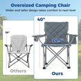 thumbnail image 4 of Gymax Oversized Camping Chairs Heavy Duty Outdoor Folding Chair w/Cooler Pouch Gray, 4 of 9