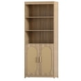 thumbnail image 3 of Ktaxon Bookcase, 71" H Bookshelf with Rattan Doors and Adjustable Shelf, Farmhouse Storage Cabinet for Bedroom, Office, Living Room, Study, Brown, 3 of 4