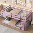 thumbnail image 4 of Harper & Bright Designs Solid Wooden Bunk Bed Twin over Twin with Ladder, Twin Floor Bunk Bed Frame for Bedroom, Pink, 4 of 11