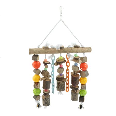 Perch Toy,Bite Resistant Parrot Cage Hanging Chewing Blocks Toy for Entertaining African Grey, Cockatoo and Macaw, Cockatiel