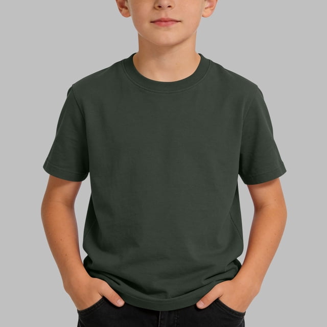 Blusas y camisas de manga corta con cuello redondo para niños, camisetas de manga corta de color liso de talla mediana para niños, camisetas de verano para niños y niñas, camisetas de manga corta con