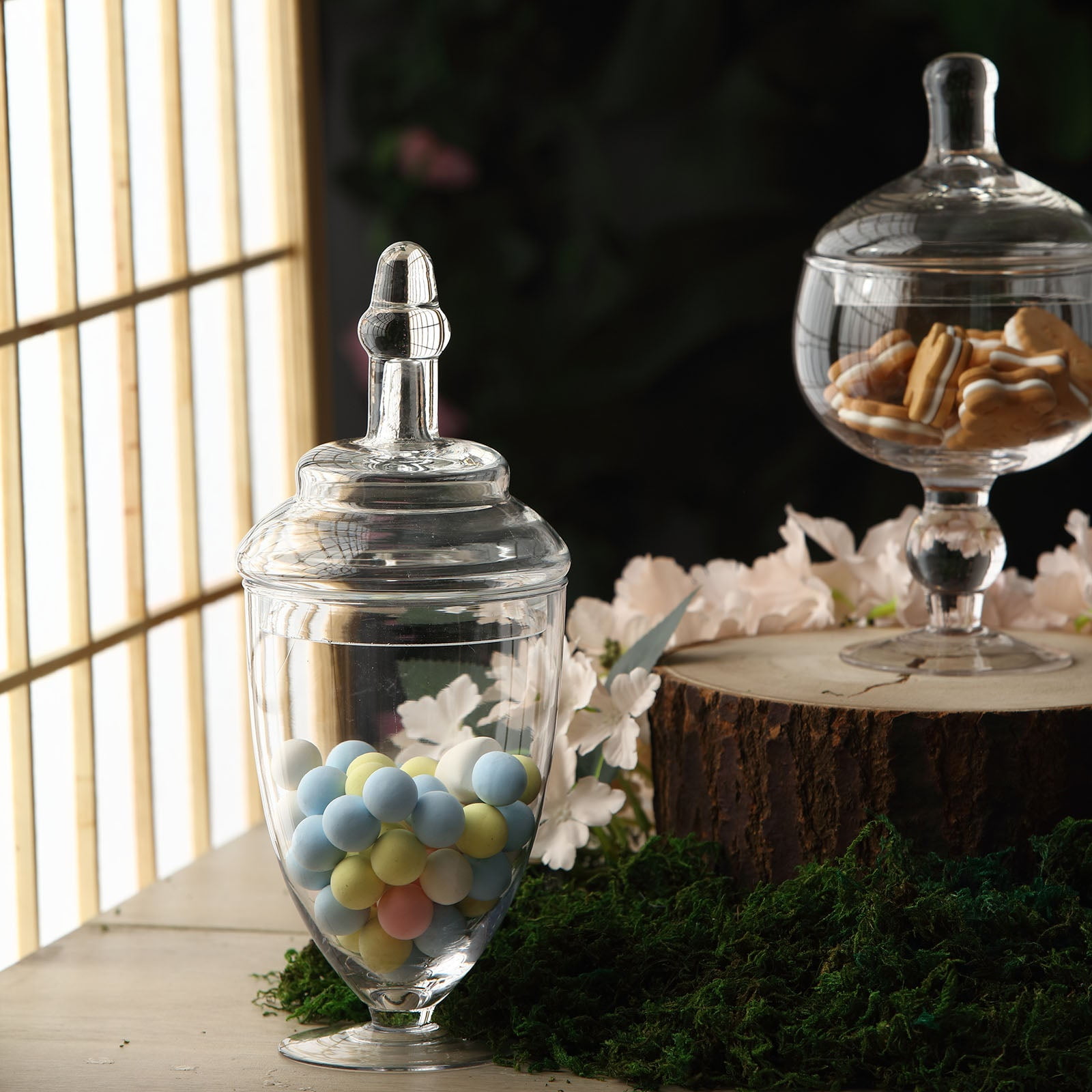 Pack of 4 PCS Clear Glass Apothecary Jar H-15 O-7.75 D-9