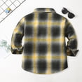 thumbnail image 6 of TOWED22 Boys Flannel Plaid Shirt Casual Button Down Shirts Long Sleeve Jacket Lapel Shacket Coat Tops Casual Outwear,Light Yellow,5-6 Y, 6 of 9