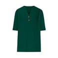 thumbnail image 4 of Womens V Neck T Shirts, Short Sleeve Shirts for Women Summer Casual Loose Fit Solid Color Button Up Dressy Blouses, 4 of 4
