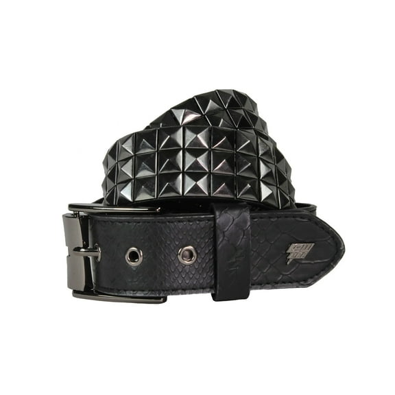 Triple S Studded Leather Belt [Black and Snakeskin]