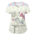 thumbnail image 1 of RWJDXD RWJDXD Uniforme d'Infirmière, Blouses Hello Kitty pour Femmes, Imprimé Cartoon, Manches Courtes, Poches, Uniformes Médicaux, 1 of 6