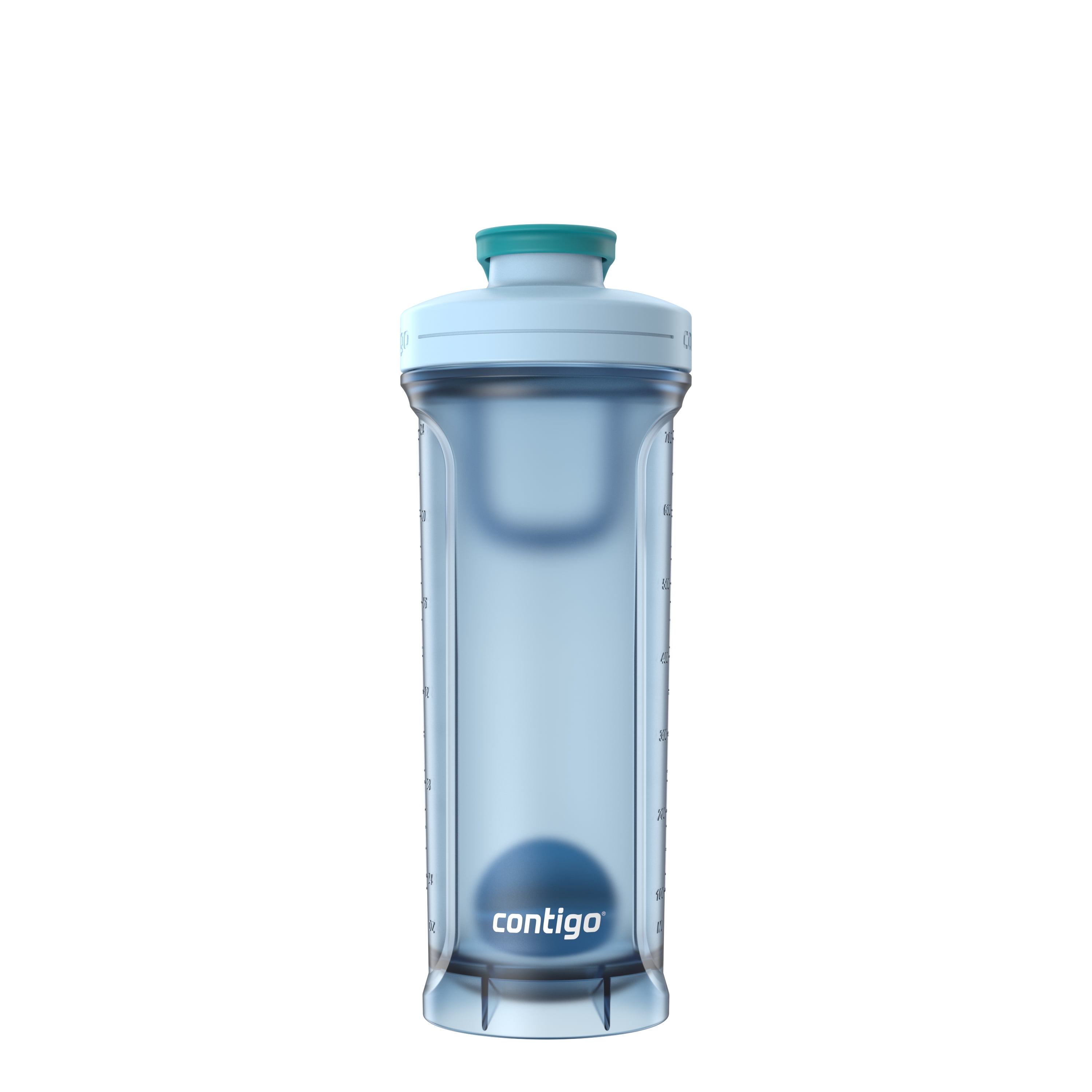 Contigo Fit Shake & Go 2.0 Protein Shaker Bottle with Leak-Proof Lid, 28 oz (828 ml), Gym Water Bottle with Whisk and Carry Handle, Dishwasher Safe Mixer Bottle, Glacier, 1 Count