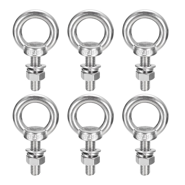Levantamiento Ojo Perno, 6 Juegos M8x30mm Ojo Perno con Tuerca Arandela 304 Inoxidable Acero Hombro Elevación Anillo Ojo Perno para Colgar Artículo