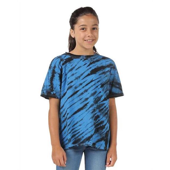 Dyenomite 200TS 100 Percent Cotton Tiger Stripe Tee for Men- Black & Royal - 3XL