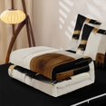 thumbnail image 5 of Castle Fairy Mid Century Geometric Block Zipper Twin Comforter Sets with Fitted Sheet and 2 Pillowcases,Vintage Vertical Streak Zipper Bedding Set,Black Gold Cream,Reversible, 5 of 5