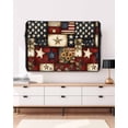 thumbnail image 3 of Outdoor TV Cover 30 to 32 Inch Weatherproof, Farmhouse Primitive Barn Stars Waterproof TV Screen Protector for Outside Decor with Zipper and Pocket 30"L x 19"H&nbsp; , Retro American Flag Blue Red, 3 of 7