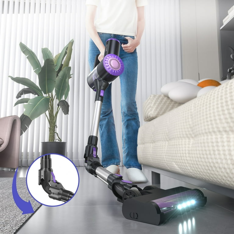 PrettyCare Cordless Stick Vacuum Cleaner, 25Kpa Suction, Carpet