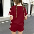 thumbnail image 5 of Amidoa Girls 2 Piece Outfits Summer Clothes Floral Print Short Sleeve Cute T-Shirt and Casual Shorts Kids Clothing Sets Red Size 3T, 5 of 6
