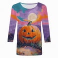 thumbnail image 4 of Godom Women's Funny Halloween Tee Pumpkin Graphic T Shirts Shirt 3/4 Sleeve Shirt Tops, 4 of 6