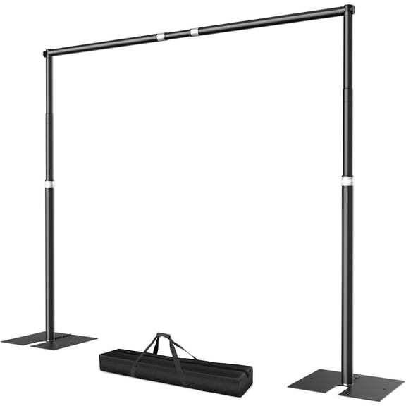 EMART 10x10ft Heavy-Duty Adjustable Pipe & Drape Stand Kit with Steel Base – Professional Backdrop Frame for Photography, Weddings, Events (Black)