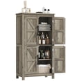 thumbnail image 2 of HOMCOM Bathroom Floor Cabinet, Farmhouse Bathroom Cabinet with Barn Doors, Bathroom Storage Cabinet with Adjustable Shelf, Light Gray, 2 of 9
