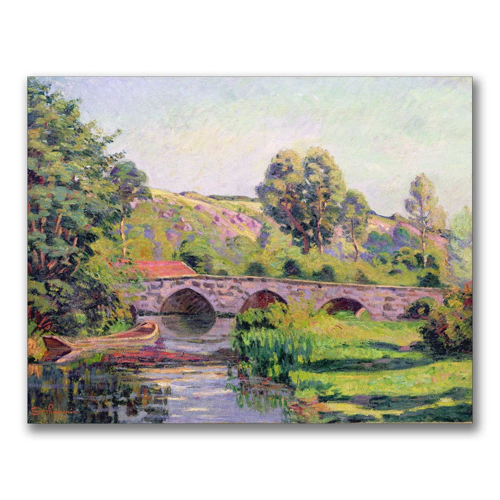 Trademark Fine Art "The Bridge at Boigneville" Canvas Wall Art by Jean Baptiste Guillamin