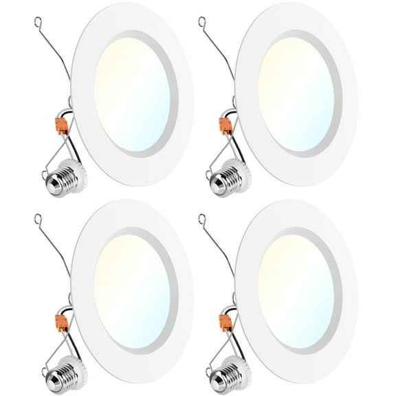 Sunco 6 Inch LED Recessed Light Retrofit, Can Lights for Ceiling, 1700 LM High Brightness, Selectable CCT 2700K/3000K/4000K/5000K/6000K, 17W=120W, Dimmable, Baffle Trim, Damp Rated UL 4 Pack