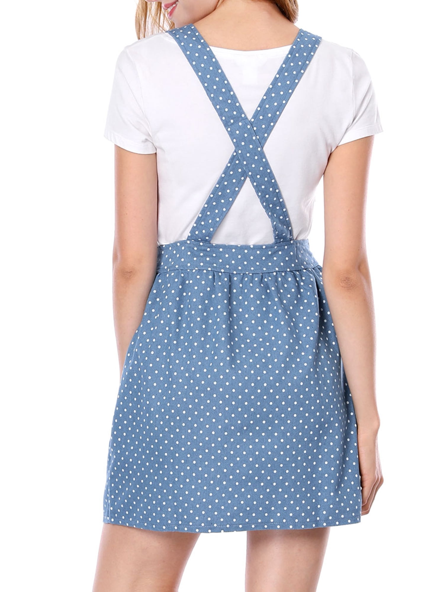 light blue overall dress