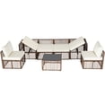 thumbnail image 4 of 7 Pieces Outdoor Patio Furniture Set, Wicker Outdoor Sectional Conversation Couch Set with Adjustable Backrest Sofa, Cushions & Coffee Table for Outside,Garden,Deck,Brown Wicker/Beige Cushions, 4 of 14
