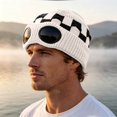 thumbnail image 2 of EliteGoogv Unisex Knit Beanie Lined Plaid Goggle Detail Skull Cap Winter Hat, 2 of 4