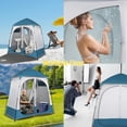 thumbnail image 6 of 2 Room Pop Up Privacy Shower Tent 7.5 FT Changing Room Tent with Floor and Carry Bag, Sun Shade Canopy Outdoor Rain Shelter for Portable Toilet, Camping, Dressing, Hiking, Beach (Blue and White), 6 of 9