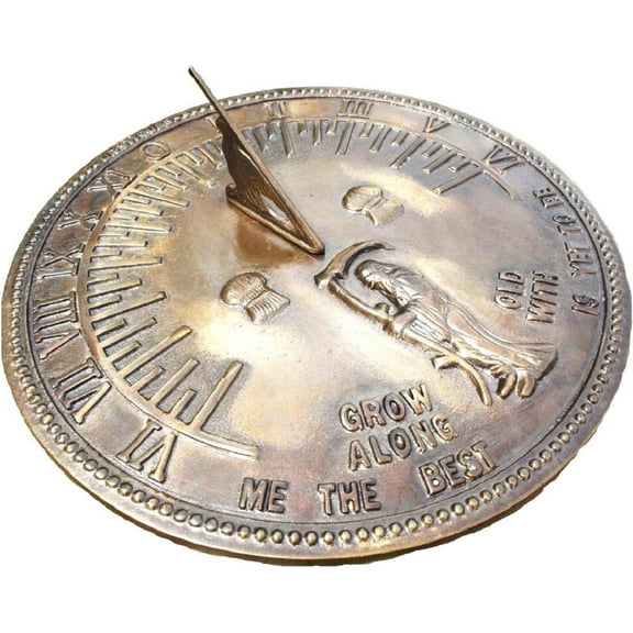 Antique Solid Brass 'Old Father Time' Ornamental Sundial (10" Diameter)