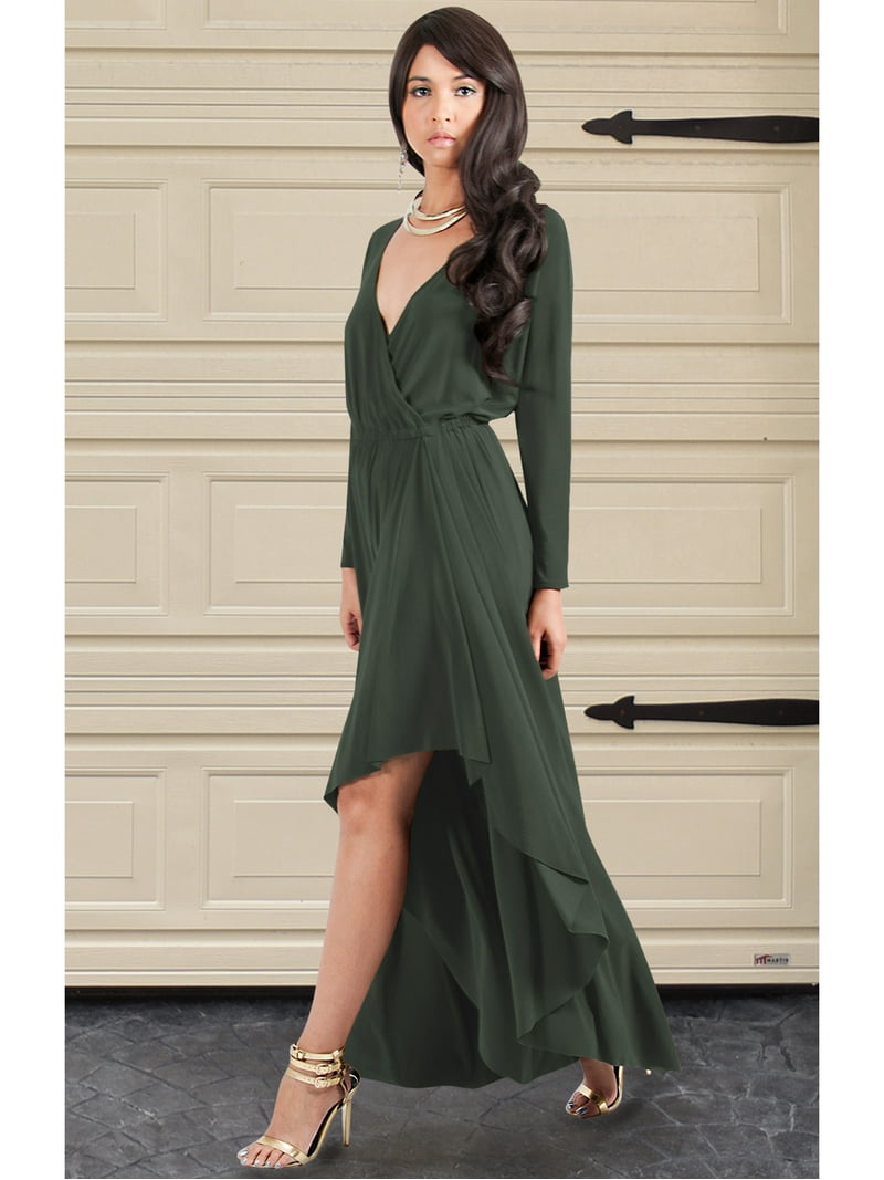 olive green slit dress Dark Green Velvet Dress - Bridesmaid Dress